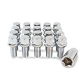 16 x Chrome Wheel Bolts Set with 4 x Locking Nuts for VW Volkswagen Scirocco with Genuine Alloy Wheels Part No.16BM14R+B14R195