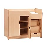 Office Needs Direct EYFS Nursery Baby Changing Station Mobile Maple Unit With Mat n Steps PT486