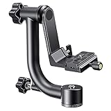 K&F CONCEPT Aluminum Alloy 360 Degree Panoramic Gimbal Tripod Head with 1/4'' Standard Quick Release Plate and Bubble Level,Load Capacity up to 20kg/44lbs