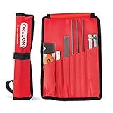 Oregon Universal Chainsaw Field Sharpening Kit, Chainsaw Chain Sharpener with 5/32-Inch (4 mm), 3/16-Inch (4.8 mm), & 7/32-Inch (5.5 mm) Round Files, Flat File, Handle, Filing Guide & Pouch (617067)