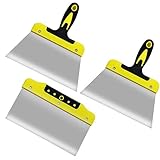 3Pcs 8" Wallpaper Scraper, Flexible Wallpaper Steamer, Stainless Steel Scraper Tool Kit for Removing Wallpaper Paint, Filling Putty, Repairing Drywall, Plaster, DIY Projects