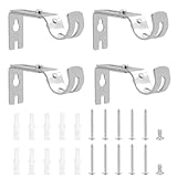 4 Heavy Duty Curtain Pole Holders, Adjustable for 25mm Poles, Silver Metal Wall Rod Brackets