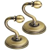 2Pcs Vintage Alloy Pommel Curtain Holdbacks Tieback Hooks Door Wall Hat Coat Hangers (Bronze)