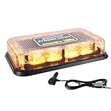 I LITTON Amber LED Light Bar Beacon Light, 72-LED 16 Flash Modes Amber Roof Light Flashing, 12V-24V Recovery Beacon Emergency Warning Strobe Lights for Truck Vehicles Car Agricultural Tractor Forklift