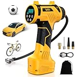 Ipflin Tyre Inflator Air Compressor - 22L/min Portable Car Accessories,Rechargeable Battery Tyre Pump, Digital Cordless Electric Pump with LED Light, 4 Preset Modes for Car/Bike/Motorcycle/Ball