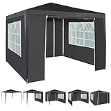 Event Gazebo with 4 Side Panels, Outdoor Waterproof Party Tent Marquee with Coated Steel Frame (Grey, 3X3M)