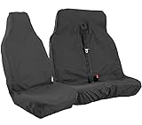 OTOKEA Seat Cover Semi-Tailored For MITSUBISHI CANTER - Set of 2, Waterproof Durable Material, Airbag Friendly, Single & Double Seat Covers, Black x2