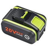 LabTEC 20V 4000mAh/4.0Ah Replacement Battery for Worx 20V WA3551, WA3551.1 WA3553 WA3553.2 WA3641 WG629E WG546E WU268 WX166.4 WX372.1 WX800 WX802 WX678 WX550 WX523 WU531.9 WG894E WG629E WG329E