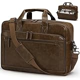 RAINSMORE Messenger Bags for Men Briefcase Waterproof Leather Laptop Bag 16 Inch Vintage Shoulder Satchel Bag for Work Office Business College Brown