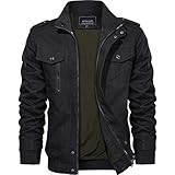 KEFITEVD Men's Cargo Multi Pocket Fashion Casual Military Tactical Jacket Bomber Coat Black, Black-new, XL