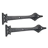 XFORT 263mm Light Duty Black Antique Hinge Front, Spear Head Cast Iron Decorative Hinge Front, Vintage Shed Door Hinge, Ornamental Tee Hinges, Rustic T Hinges, External Black Door Hinges [1 Pair]