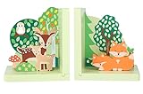 Woodland Animals Wooden Bookends - Animal Bookends for Children, Baby Boy, Baby Girl - Wooden Toys, Bedroom Decor With Deer, Fox and Owl - Kids Bedroom Accessories, New Baby Gifts by Orange Tree Toys