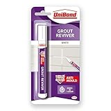 Unibond Grout Reviver Pen, White Grout Pen for Bathroom Grout Joints, Easy to Use Tile Grout Pen, Whitener for Restoring Discoloured & Faded Joints, 1x7ml