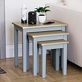 Vida Designs Yorkshire Nest of 3 Tables for Living room, Stacking Side Tables, Sturdy and Easy Assembly (Oak & Grey)
