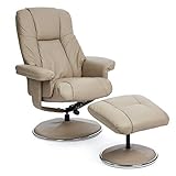 Morris Living The Denver Swivel Recliner Chair & Footstool - Genuine Leather - Pebble