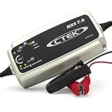 CTEK MXS 7.0 Fully Automatic Battery Charger (Charges, Maintains and Reconditions Car, Caravan and Motorhome batteries) 12V, 7 Amp - UK Plug, Black