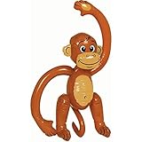 SHATCHI Inflatable Blow up Brown Monkey Chimp Tropical Summer Pool Beach Hawaiian African Fancy Dress Party Decoration Hen Stag Do Accessories, (1pc-12pcs), 1Pc