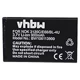 vhbw Battery compatible with Nokia 6600 Slide, 6600i Slide, 8800 arte, 6216 classic, 8800 Carbon Arte Mobile Phone Smartphone (900 mAh, 3.7 V, Li-Ion)