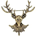 BMC-Designs LARGE 3D ANTIQUE BRONZE STAG HEAD BROOCH DEER ELK LAPEL PIN BROACH RETRO ANTLER 6cm x 5.5cm UK SELLER