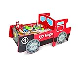 Hape Ride-On Engine Table | Wooden Railway Playset with Engine-Style, Stow-Away Table, Sounds & Lights, Accessories | 3 + Years,E3769