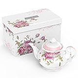 teapots for 4, Ceramic Tea Pot 1.3L Perfect 4 Cups Teapot China Vintage Flora Gift Box 1300ml (Tea Pot only)