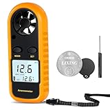 RUZIZAO Handheld Anemometer, Digital Wind Speed Meter Air Flow Velocity Tester for Measuring Wind Speed Temperature and Wind Chill, Portable Wind Gauge for HAVC Drone Sailing Fishing(LCD Backlight)