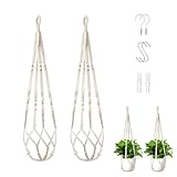 Wdmxszdq 2 Pack Macrame Plant Hangers Hanging，35 Inch Handmade Hanging Plant Holder，With 4 Hooks for Indoor, Outdoor, Boho Home Decor, White(Planters and Plants Not Included)