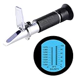 Salinity Refractometer for Aquarium Salinity Tester Refractometer with ATC and Dual Scales 0~100‰& 1.000-1.070 Specific Gravity Saltwater Refractometer for Seawater Marine Fishkeeping