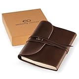 Antony Olivier Real Leather Journal | A5 Writing Notebook and Travel Diary | Unlined Premium Quality Paper | Refillable | For Men, Women, Students | Classic Vintage Brown - (21 x 16 cm)