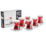 GOSOYO Turkish Tea Glasses and Saucers Set (12 Pieces), Arabic Persian Tea Cups (4oz/120ml)