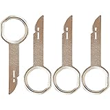 4pcs Radio Release Keys Extraction Tool,Radio Removal Tool Key Tool with Easy Grip Handles Compatible with Ford,Mercedes,Car Radio Removal Tool Key,Radio Removal Tool Key Tool(Silver)