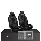 JH AUTOSTORES - 923 - TO FIT MITSUBISHI L200 BARBARIAN - QUILTED LEATHER FRONT SEAT COVERS - WATERPROOF DRIVER AND PASSENGER COVERS BLACK