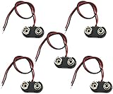 5Pack 9V Battery Snap Connector 9 Volt Battery Clips Connector Buckle Plastic Housing, T-type