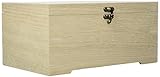 Rayher 62196000 Wooden Chest with Organiser Tray, DIY Keepsake Box with Lid, Plain Wood 28 x 18 x 13.5 cm