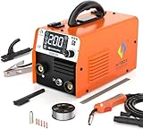 HITBOX Gasless MIG Welder 240V 200A, 3-in-1 Synergy Welding Machine MIG/ARC/Lift TIG with LED Display, Flux Core Wire & MIG Torch – IGBT Inverter Portable Welder(HBM200)