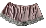 The Good Life Sexy Luxury Lingerie Ladies French Cami Knickers Panties Briefs Pink Satin with Cream Lace Trim 8-12 Burlesque