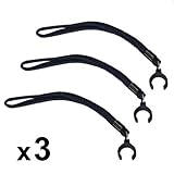 KMINA Walking Stick Wrist Strap for 19-22 mm Tubes (x3 units), Adjustable Clip for Cane, Nylon, Black