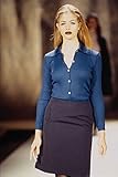 709094 Ally Capellino Blue Ribbed Sweater And Gray Skirt A4 Photo Poster Print 10x8