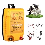 12V Electric Fence Energiser 2J Output 10 KV Peak, 7.5Miles Range, Electric Fence Charger Powered by 12V Battery/ AC/ Solar Power, Weatherproof Kit to Protect Poultry, Livestock, Horse, Pigs, Goats