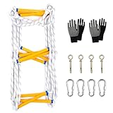 Fire Escape Rope Ladder, Emergency Safety Portable Climbing Rescue Rope, Multi-purpose Soft Nylon Evacuation Ladder, for 2-3 Story Home Window Balcony Railing Treehouse External (5M / 16 FT)