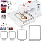 POOLIN EOC06 Embroidery Machine,Large 20x28 cm Area,LCD Touchscreen,USB & WiFi Digital Embroidery Machine,Letters and Patterns Combined,Beginners,Gifts for Mother and Wife