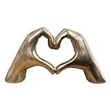 Alfie Francis 24.5cm (L) x 13cm (H) Bronze Coloured Love Heart Hands Gesture Modern Ornament for Living Room