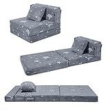 MeMoreCool Kids Sofa Bed, Toddler Floor Mattress Glow in The Dark, Baby Modular Star Couch, Fold Up Children Sofa Convertible Futon Folding Mattress Chair Z Bed for Playroom
