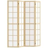 HOMCOM 4 Panel Folding Room Divider, Freestanding Privacy Screen, Indoor Room Partition for Living Room, Bedroom and Office, 160 x 170cm