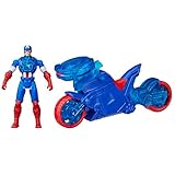 Marvel Avengers Epic World of Action Captain America Shield-Shot Cycle, Figure & Toy Motorcycle, Blue