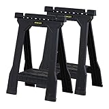 STANLEY Folding Junior Work Bench Saw Horse Twin Pack, with Tray for Tools and Small Parts, STST1-70355