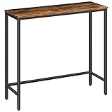 HOOBRO Console Table, Slim Console Table for Hallway, Metal Frame, Compact Display Table, Sofa Table for Small Spaces, Entryway, Living Room, Sturdy, Rustic Brown and Black EBF75XG01