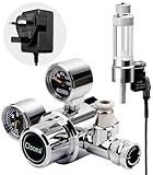 Clscea Aquarium CO2 Regulator Dual Gauge with Bubble Counter and Solenoid Valve, Side-Opening Radial Solenoid W21.8 CO2 Regulator for Aquarium