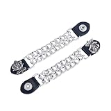 SUPERFINDINGS 2PCS Vest Extenders Alloy Motorcycle Vest Extenders With Rose Engraving 7 Inch/17.8cm Double Black Chain Vest Extender Leather Waistcoat Extension