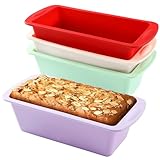 Surflyee 4-Piece Silicone Loaf Tins - Rectangle Silicone Cake Tins, Non-Stick Quick Release Heat Resistant Loaf Pans for Oven, Air Fryer